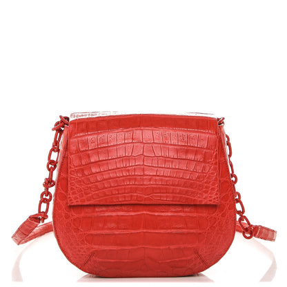 Nancy Gonzalez Crocodile Round Flap Top Crossbody Red 1 of 7