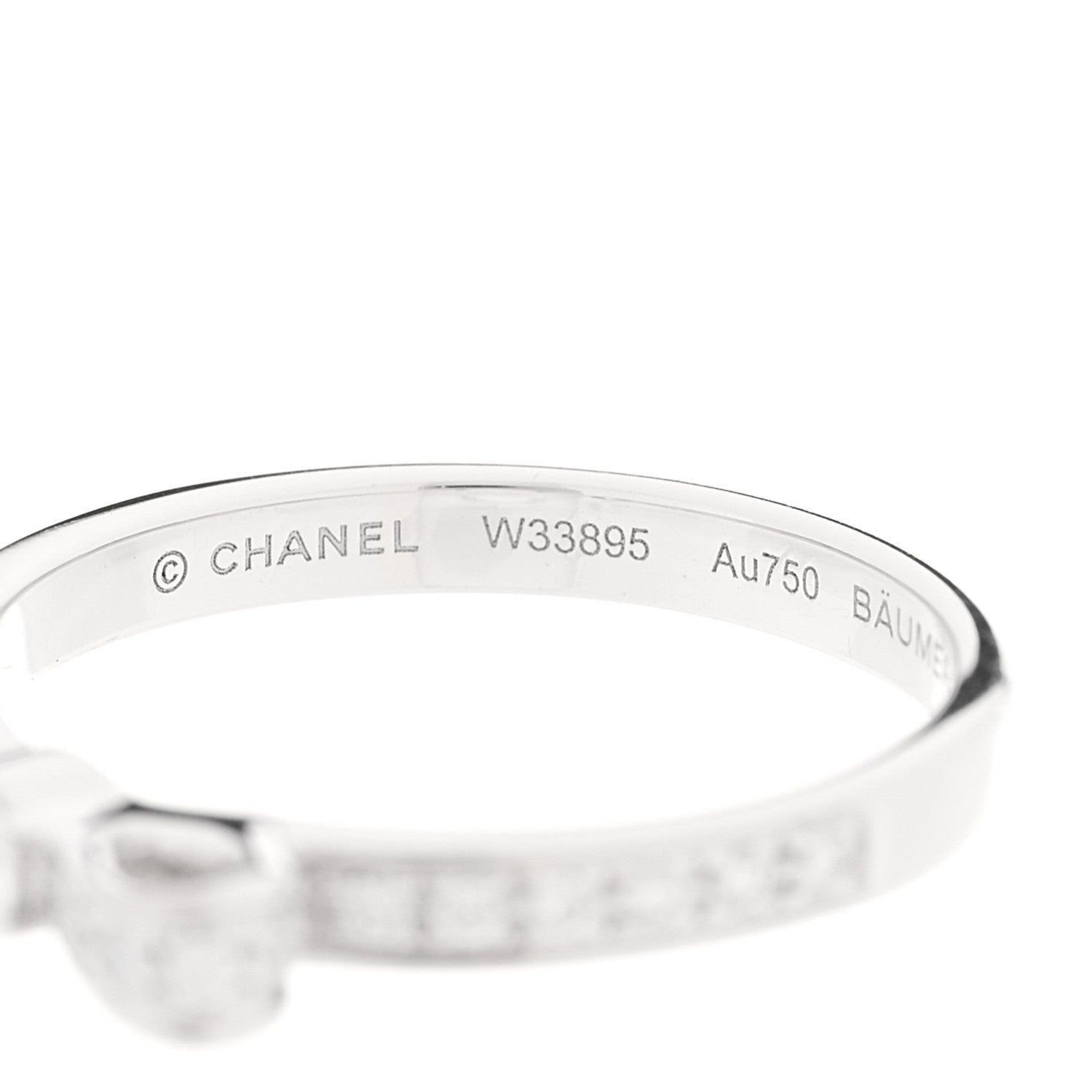 Chanel 18K White Gold Diamond Ruban Ring 50 5.25 5 of 7