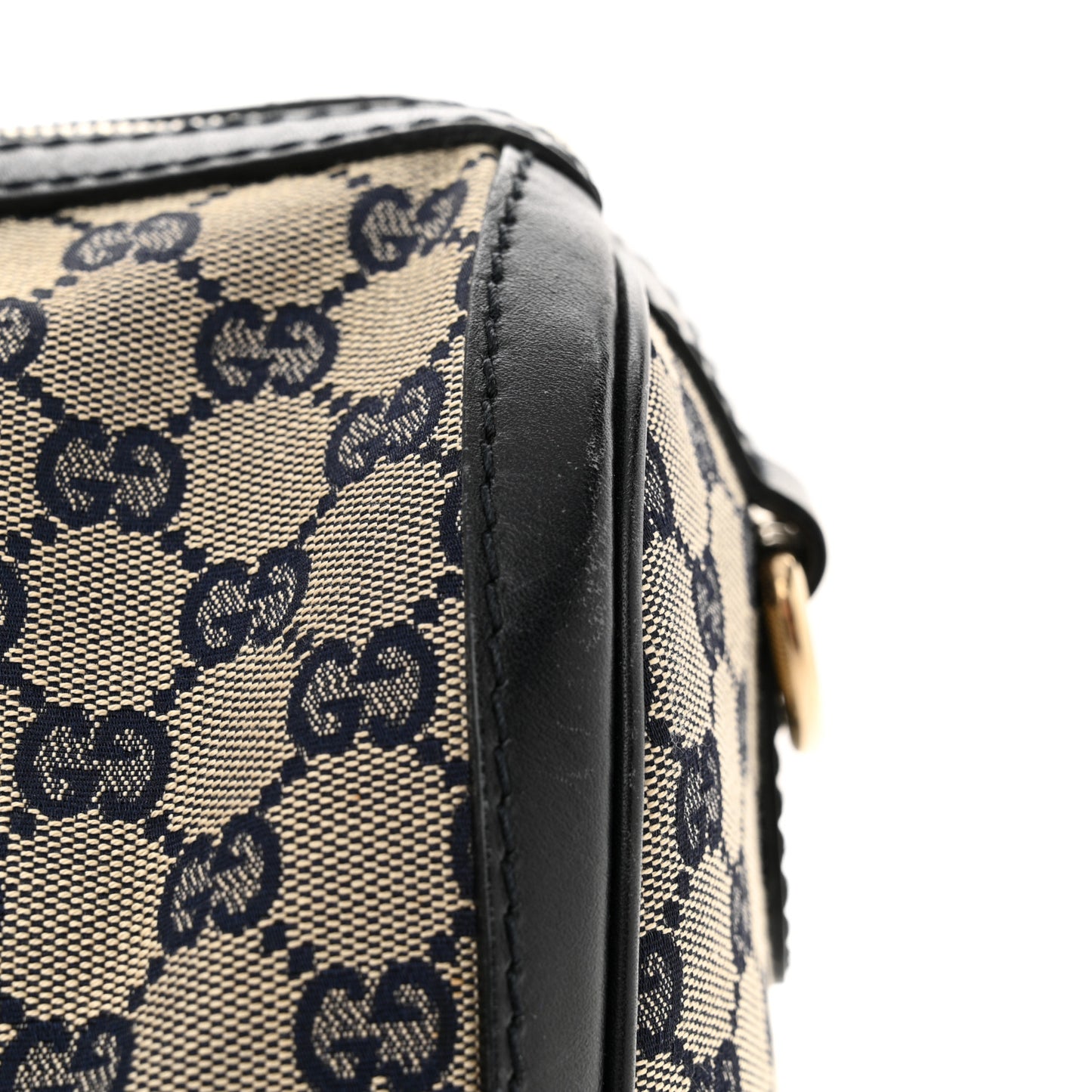 Monogram Selleria Calfskin Vintage Web Medium Boston Beige Blue