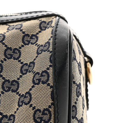 Gucci Monogram Selleria Calfskin Vintage Web Medium Boston Beige Blue 16 of 17