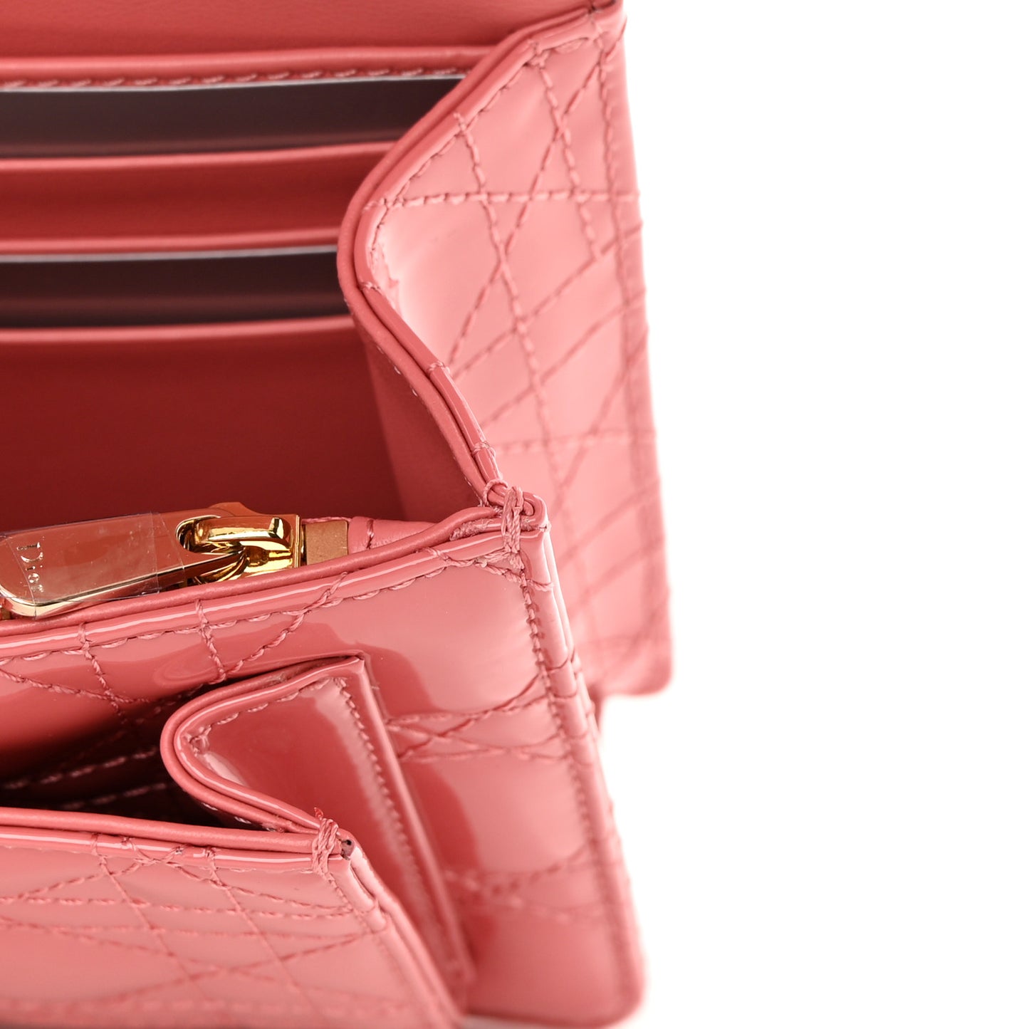 Patent Cannage Lady Dior Chain Pouch Pink