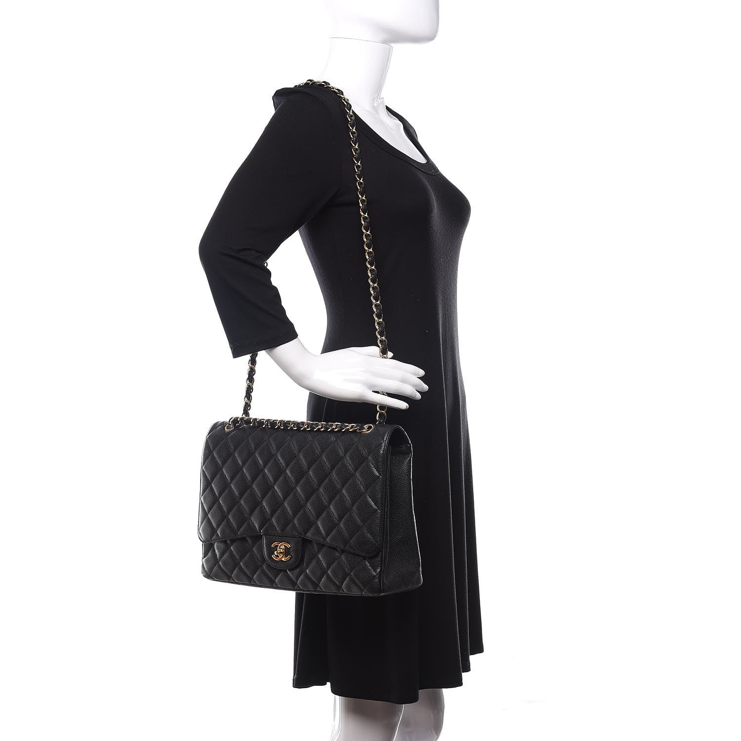 Chanel Caviar Quilted Maxi Single Flap Black 2 of 16