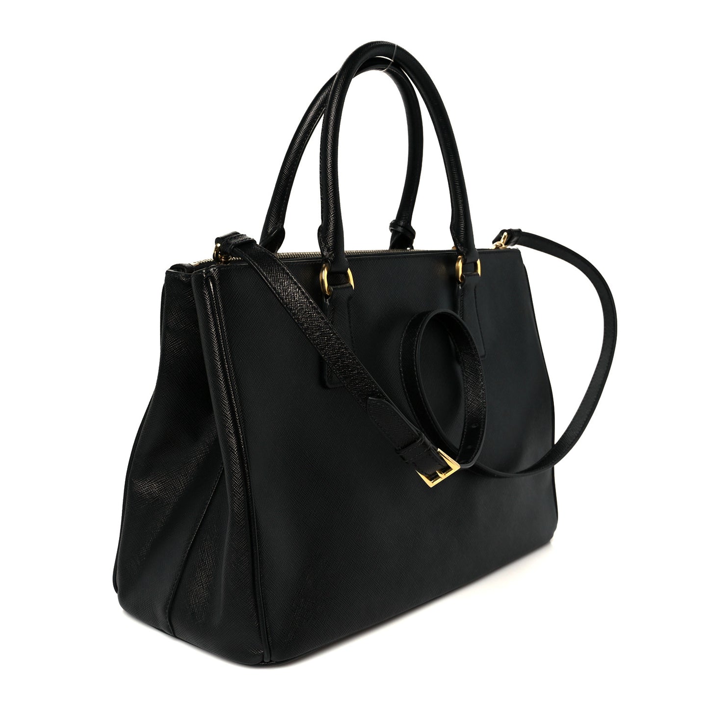 Saffiano Medium Galleria Double Zip Tote Black