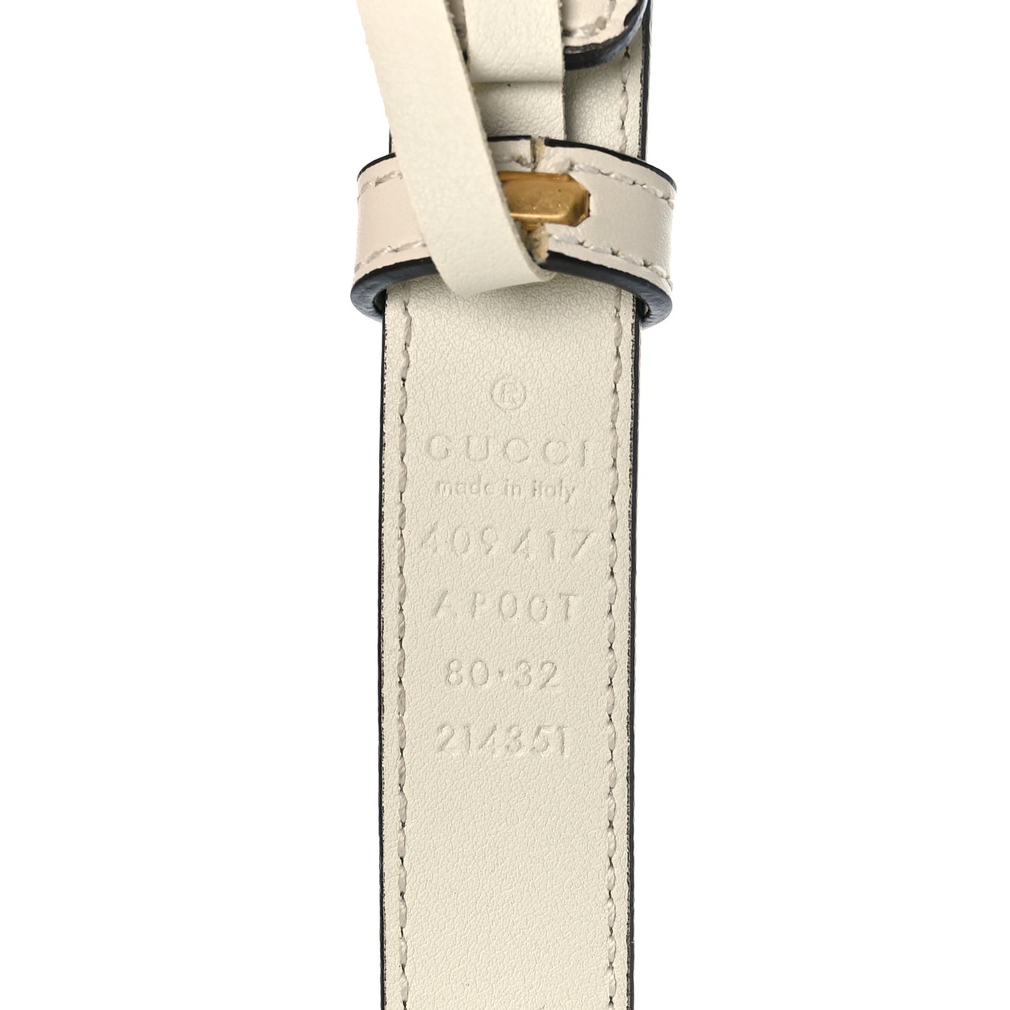Calfskin Double G 20mm Belt 80 32 Mystic White