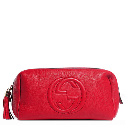 Gucci Pebbled Calfskin Large Soho Cosmetic Case Red 1 of 7