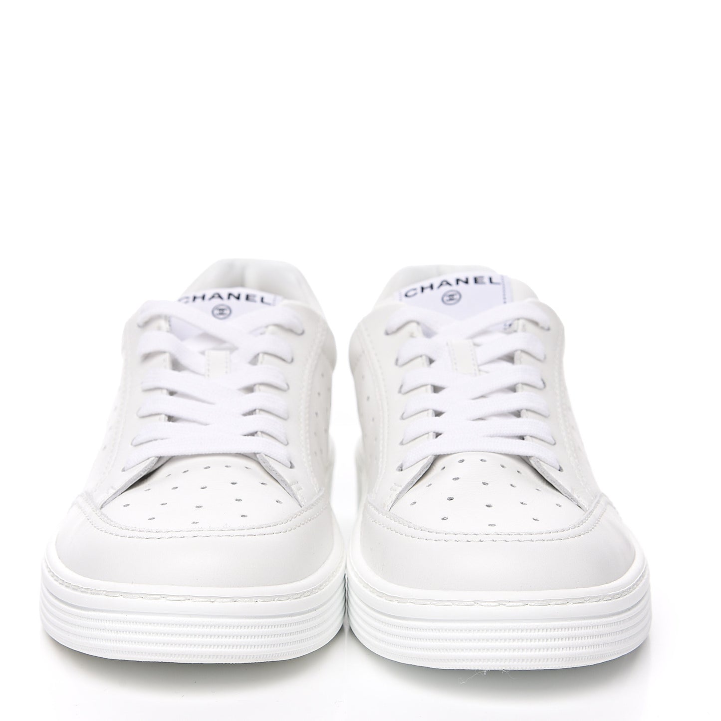 Calfskin Womens Logo Sneakers 40.5 White