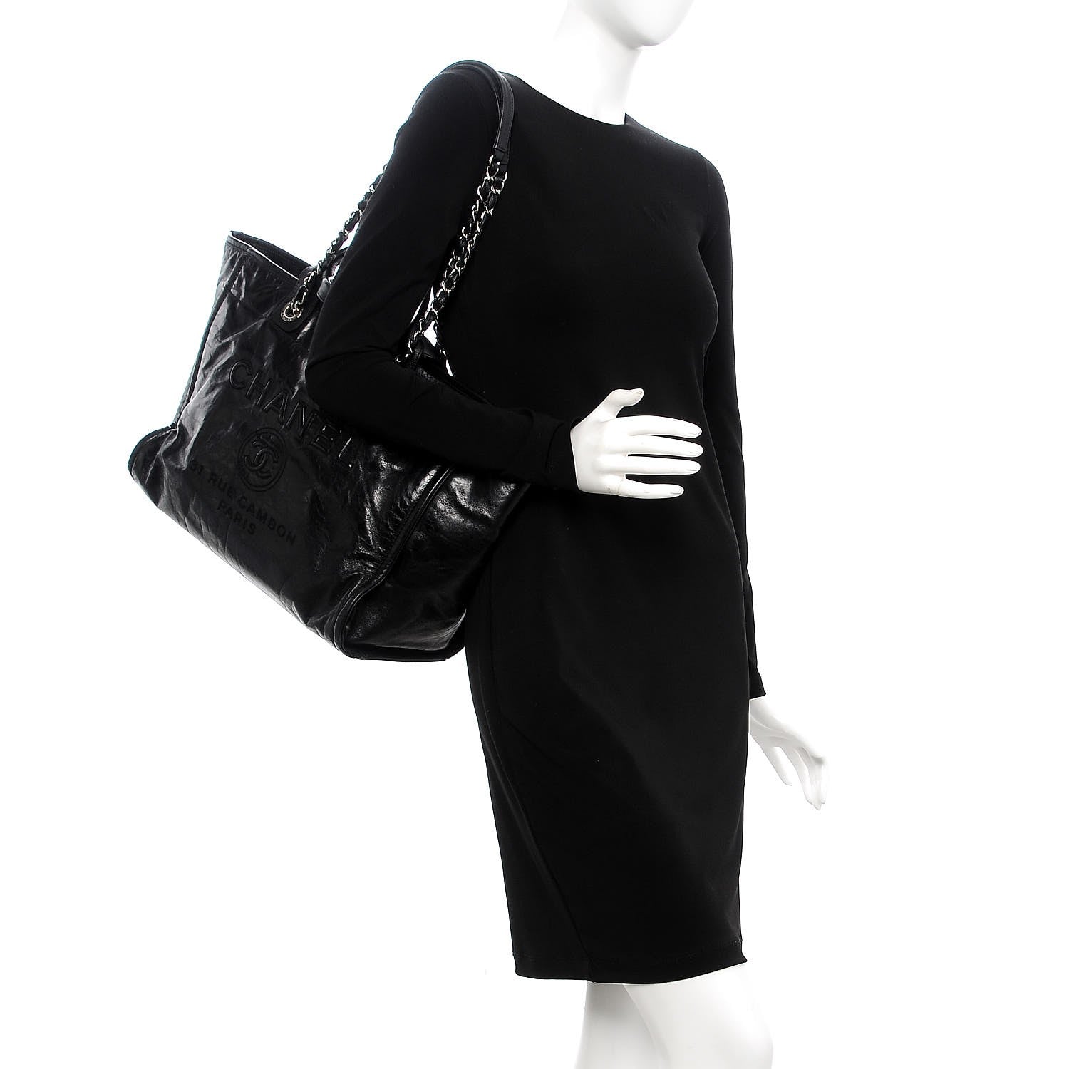 Chanel Glazed Calfskin Large Deauville Tote Black 2 of 9