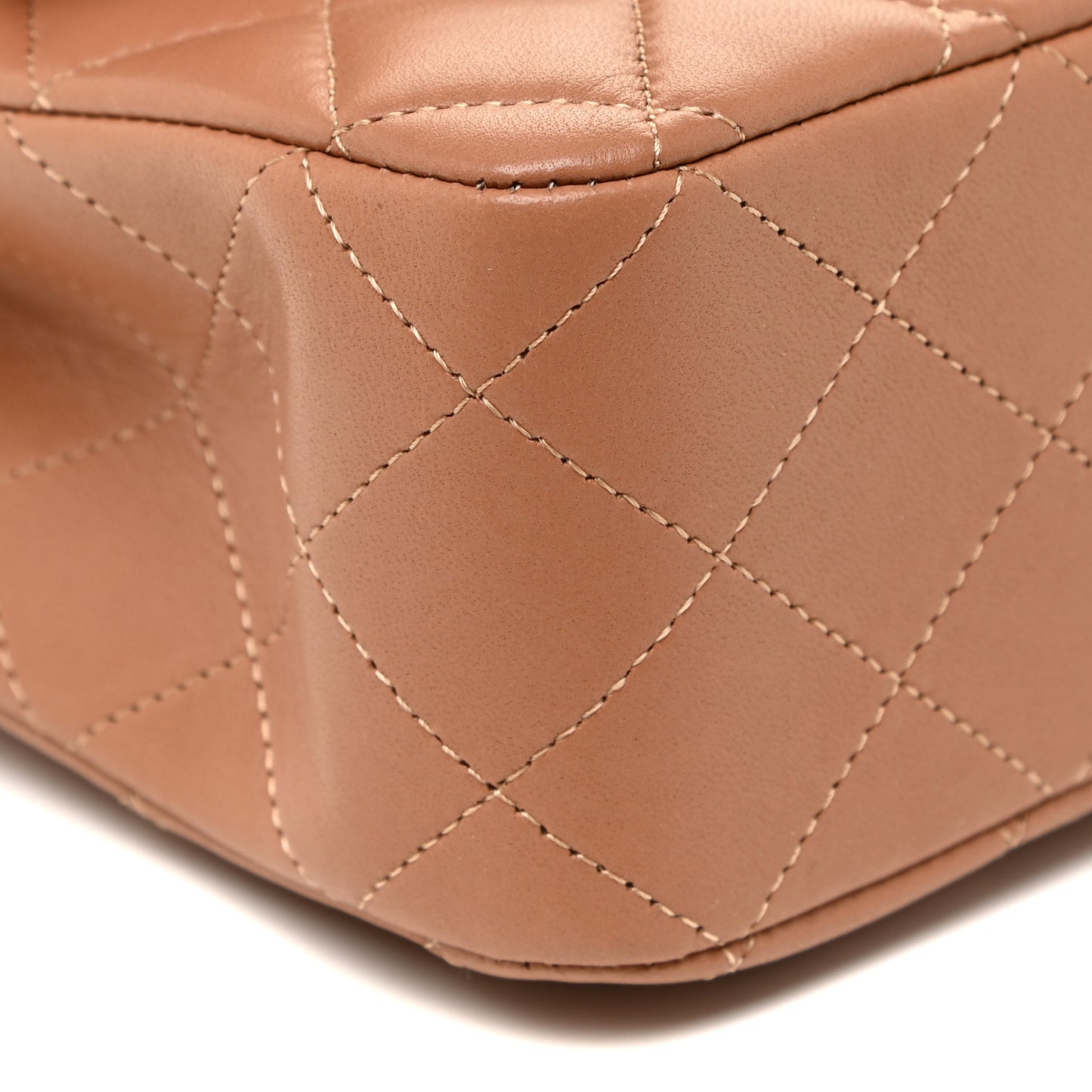 Lambskin Quilted Medium Double Flap Brown