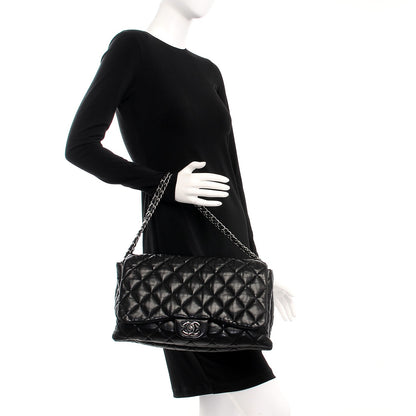 Chanel Lambskin Quilted Maxi 3 Flap Black 2 of 7