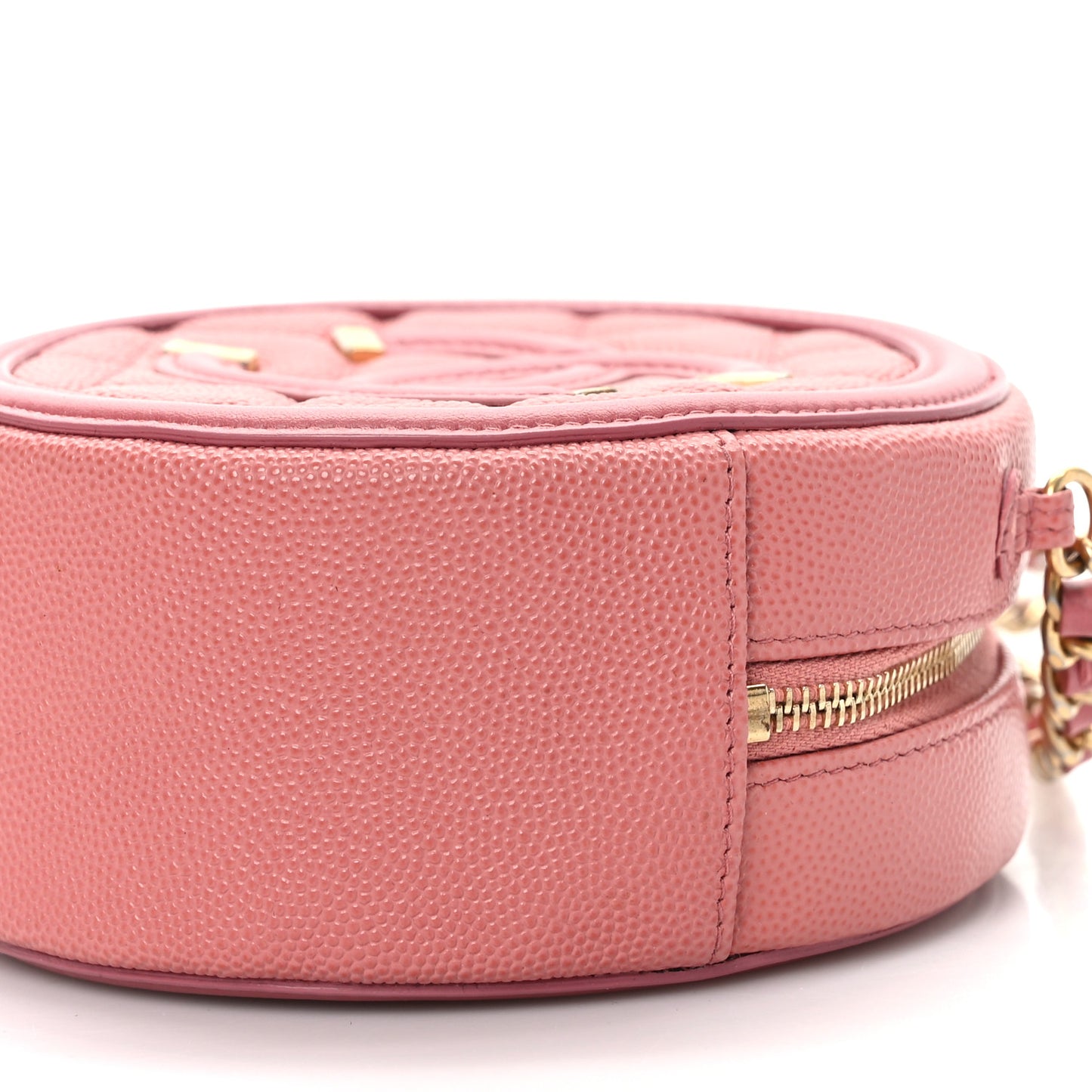 Caviar Quilted Round Filigree Crossbody Pink