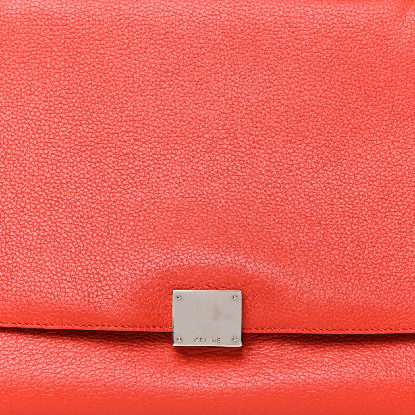 Drummed Calfskin Suede Medium Trapeze Vermillion