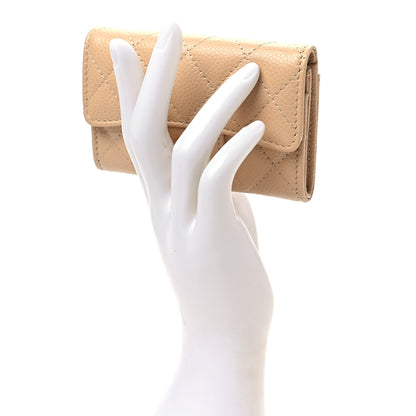 Chanel Caviar Quilted Flap Card Holder Wallet Beige 2 of 9