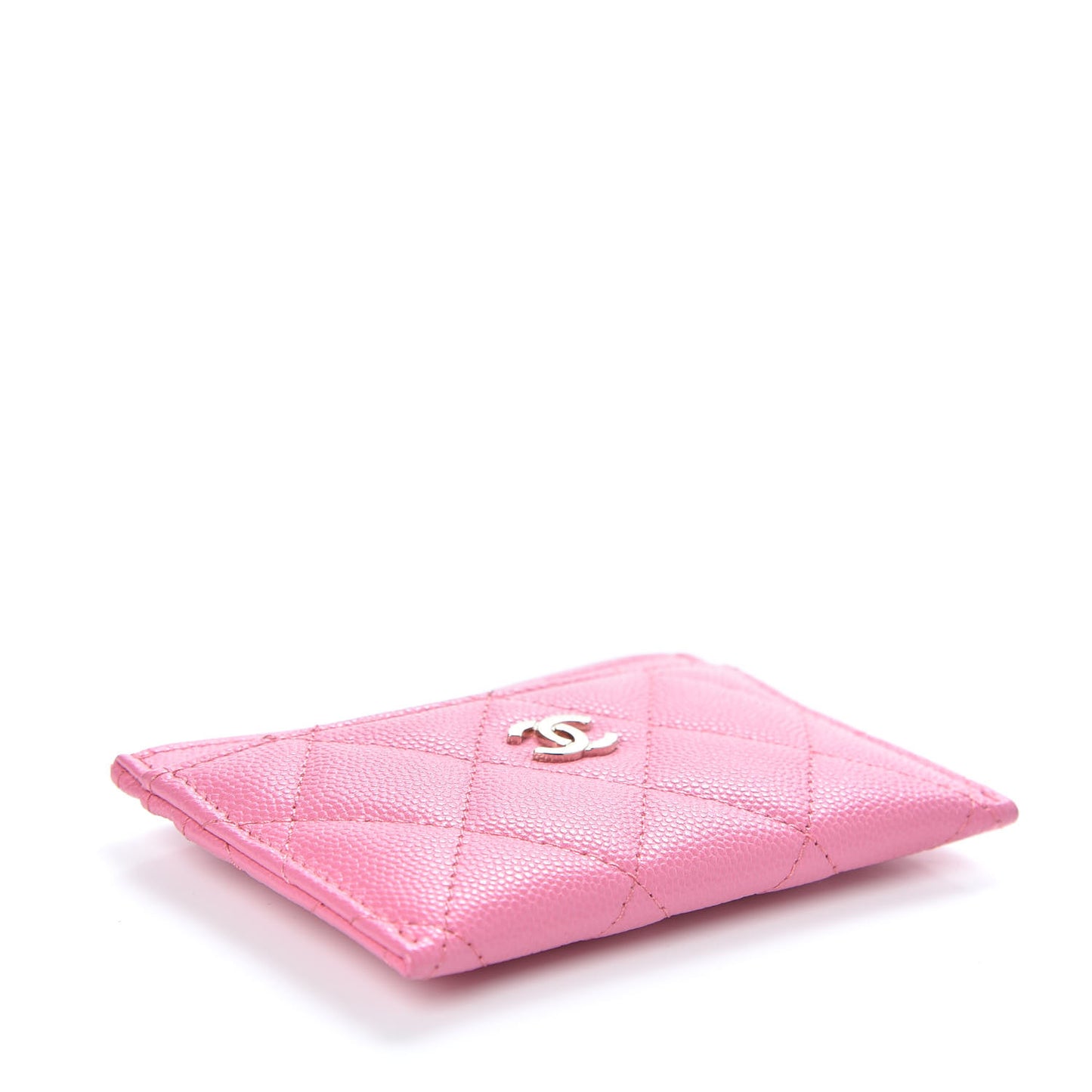 Caviar Quilted Card Holder Pink
