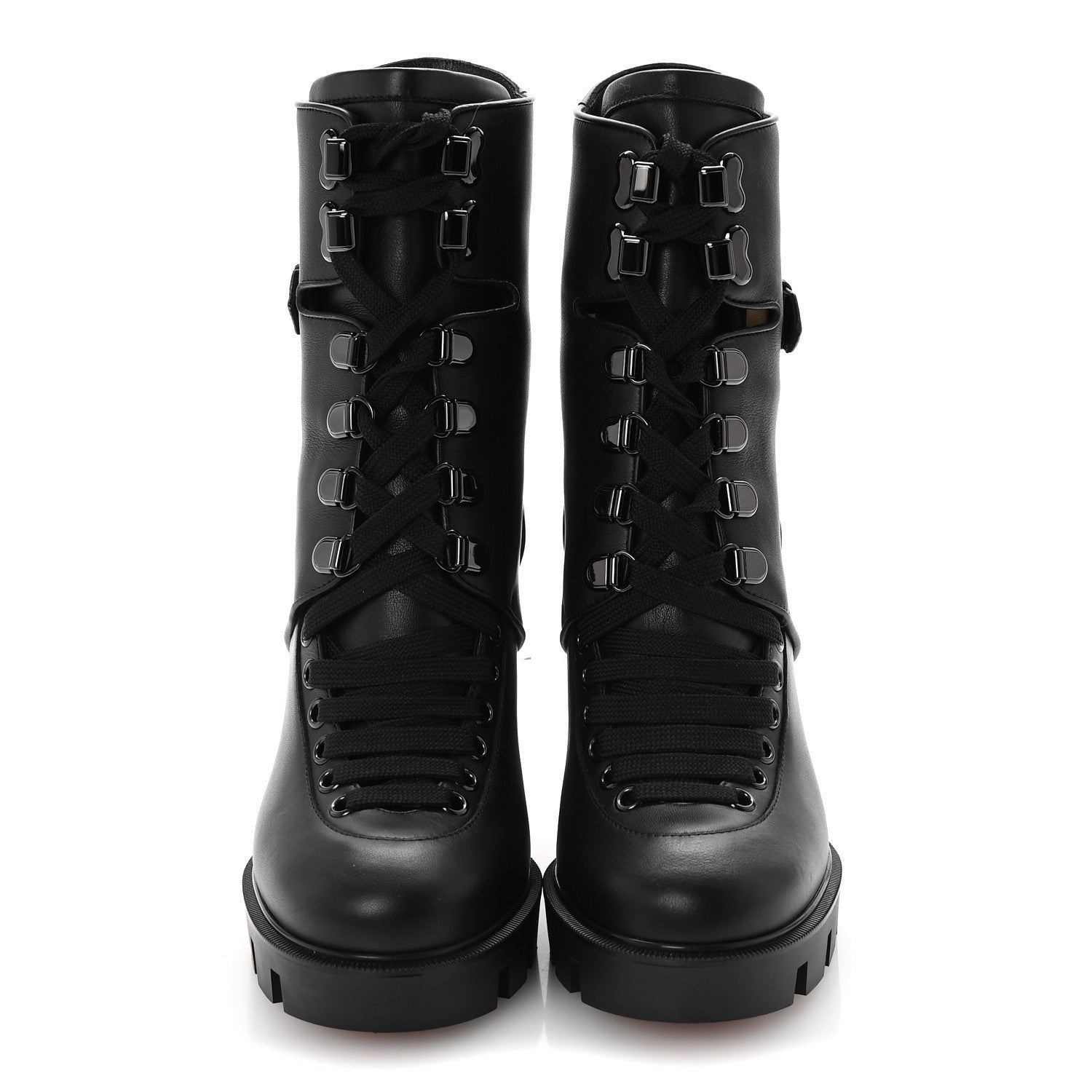 Christian Louboutin Calfskin Macademia 100 Combat Boots 37.5 Black 3 of 9