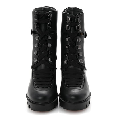 Christian Louboutin Calfskin Macademia 100 Combat Boots 37.5 Black 3 of 9