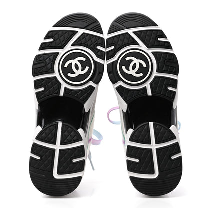 Chanel Wool Suede Calfskin CC Sneakers 38.5 Multicolor 6 of 9