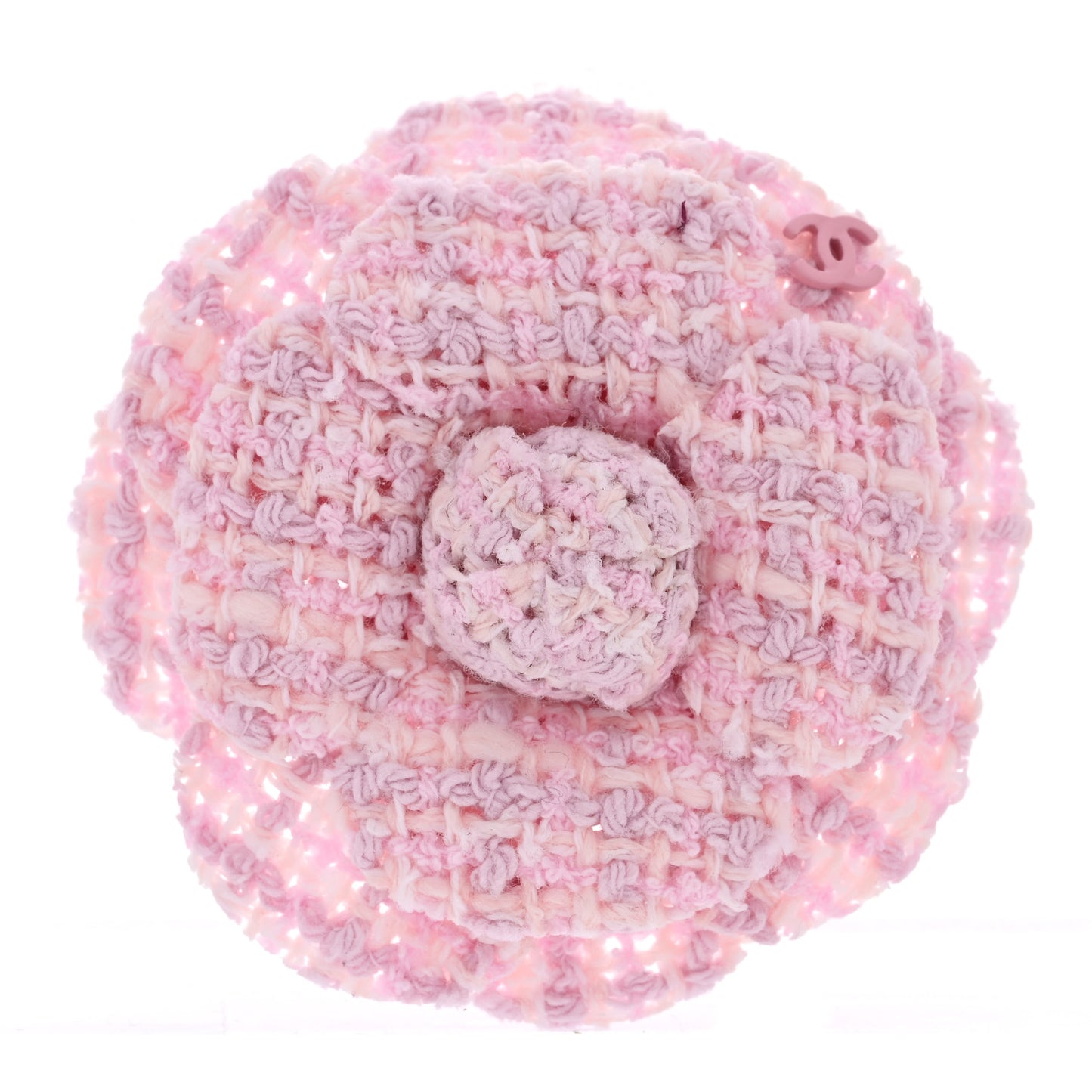 Tweed Camellia Brooch Pink White
