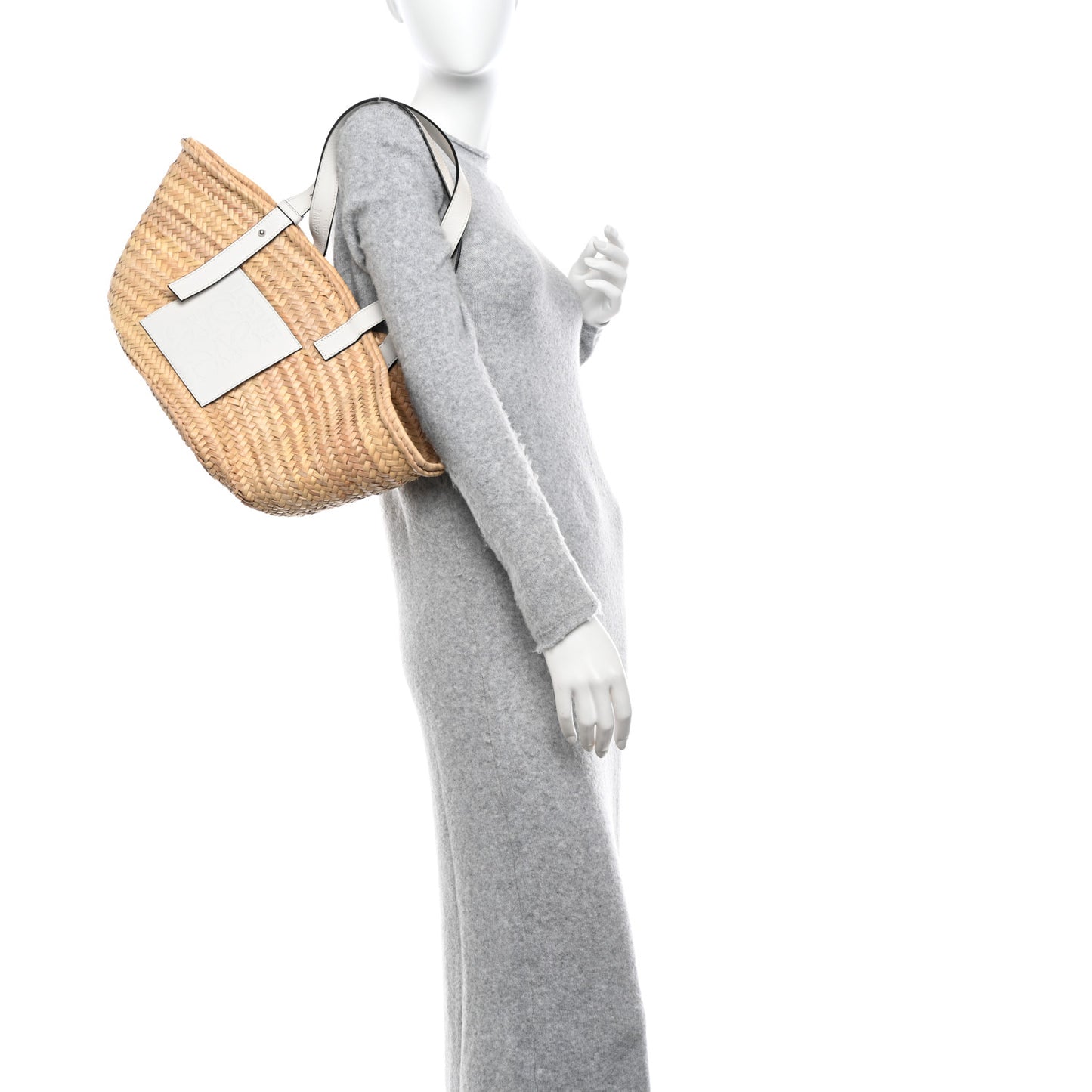 Raffia Basket Tote Bag Natural White