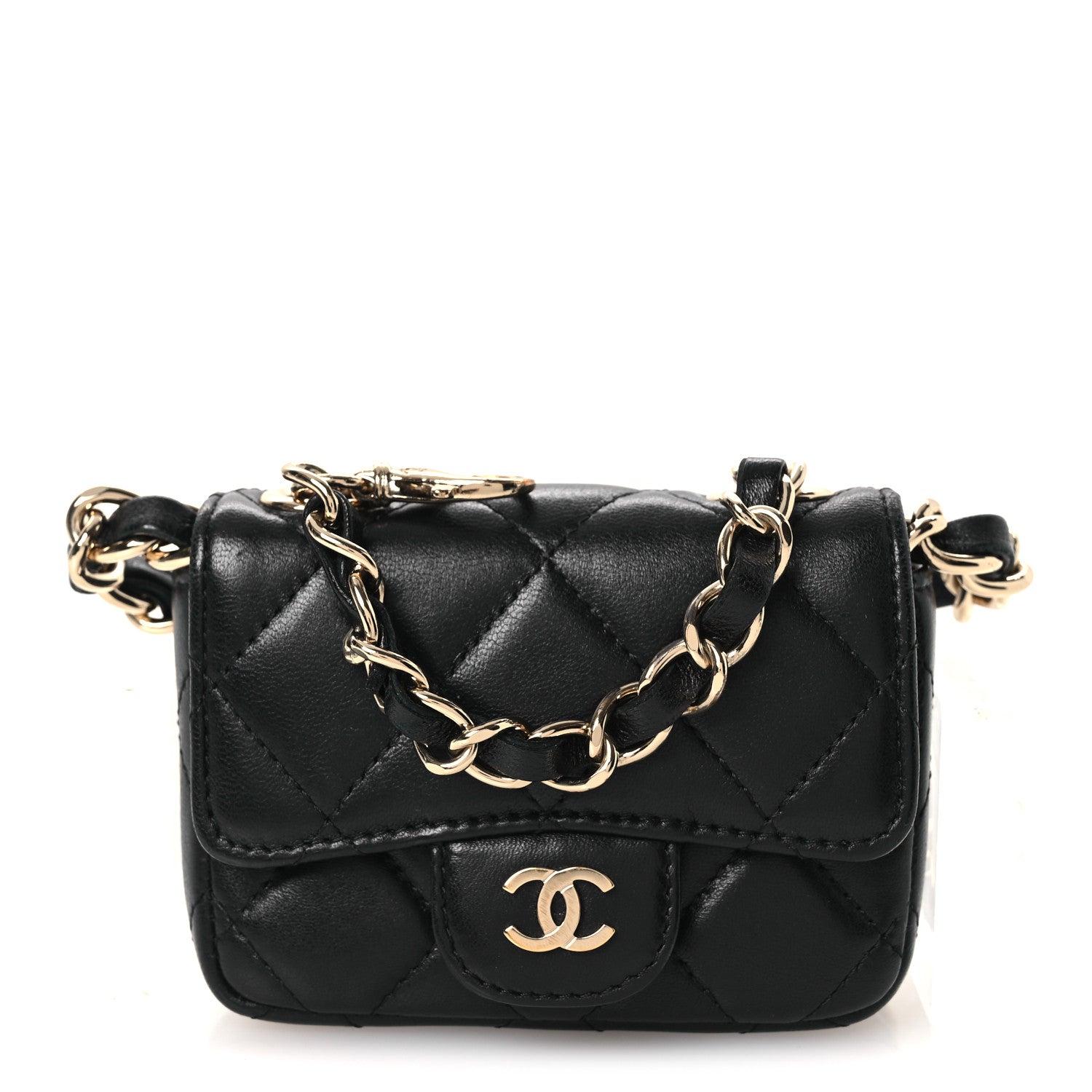 Chanel Lambskin Quilted Mini Chain Belt Bag Black 1 of 11