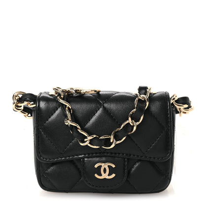 Chanel Lambskin Quilted Mini Chain Belt Bag Black 1 of 11