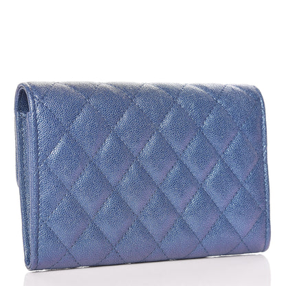 Chanel Iridescent Caviar Quilted Medium Flap Wallet Blue 3 of 11