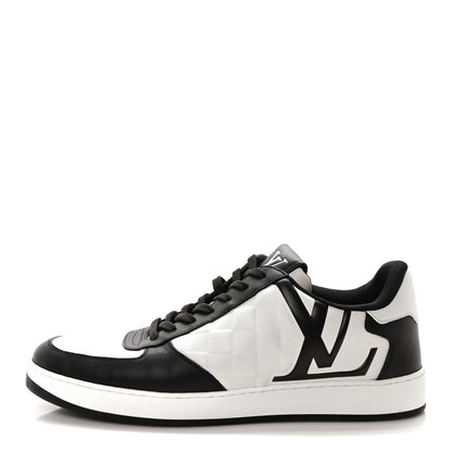 Louis Vuitton Calfskin Maxi Damier Mens Rivoli Sneakers 8.5 Black White 1 of 8