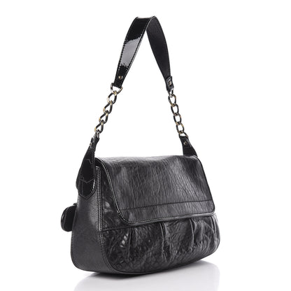 Fendi Nappa Patent B Bis Flap Bag Black 3 of 10