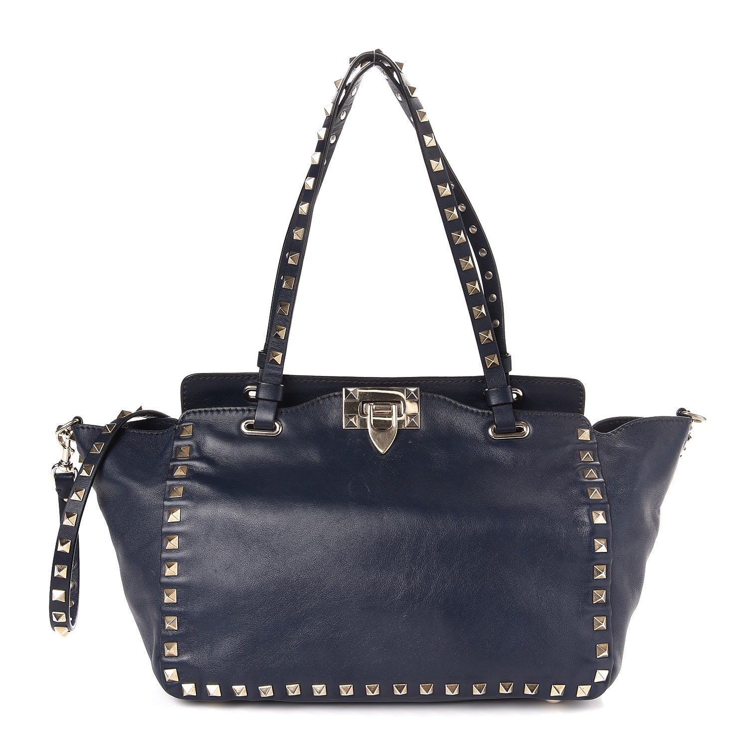 Valentino Garavani Vitello Small Rockstud Tote Marine 1 of 6