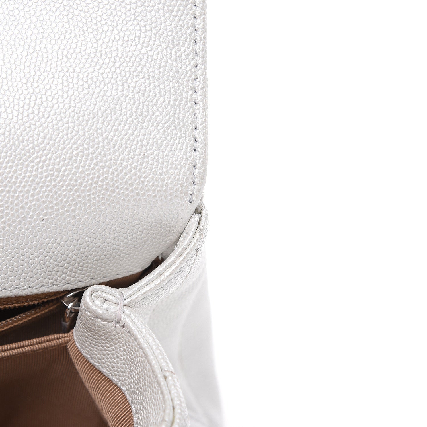 Chanel Iridescent Caviar Chevron Quilted Mini Coco Handle Flap White 11 of 11
