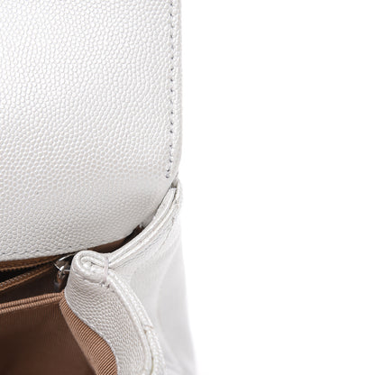 Chanel Iridescent Caviar Chevron Quilted Mini Coco Handle Flap White 11 of 11