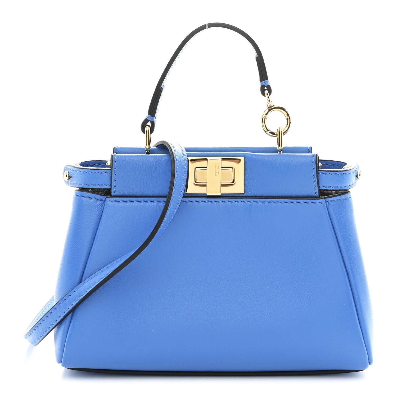 Fendi Shiny Nappa Micro Peekaboo Iconic Satchel Blue Royal 1 of 12