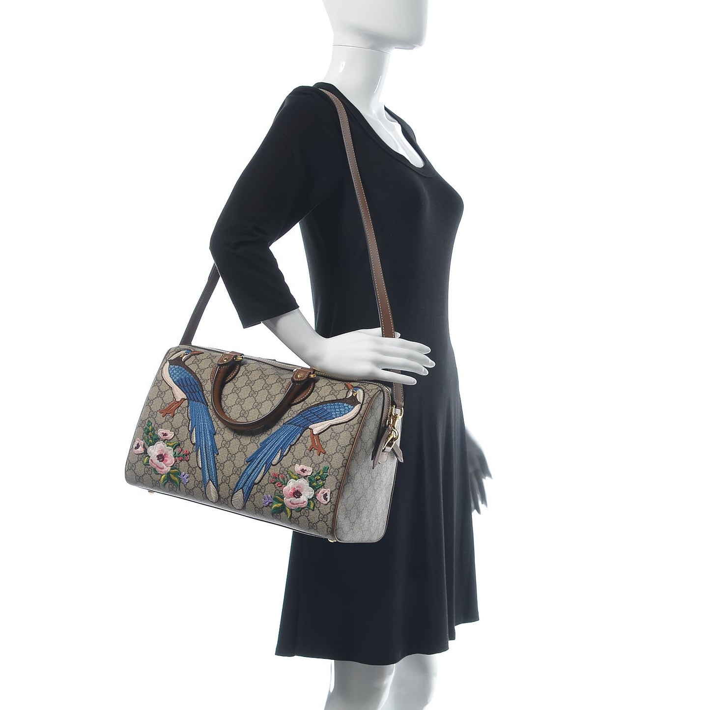 GG Supreme Monogram Garden Collection Medium Boston Beige Tuscany