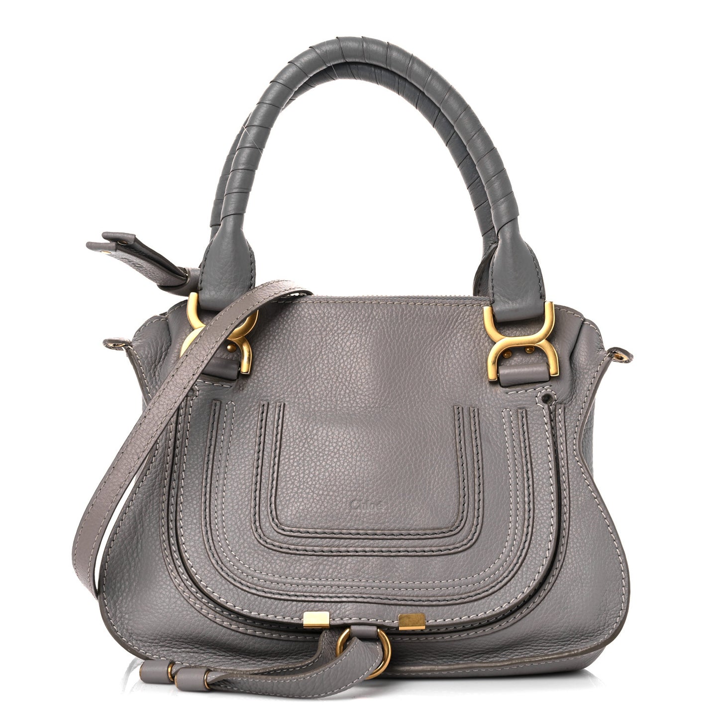 Calfskin Small Marcie Satchel Cashmere Grey