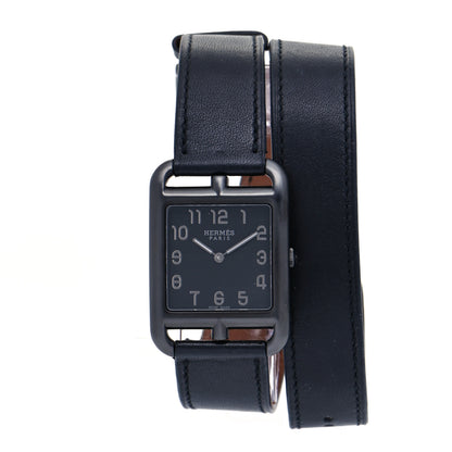 Hermes PVD Stainless Steel Barenia 29mm Cape Cod Double Tour Quartz Watch Noir 1 of 6