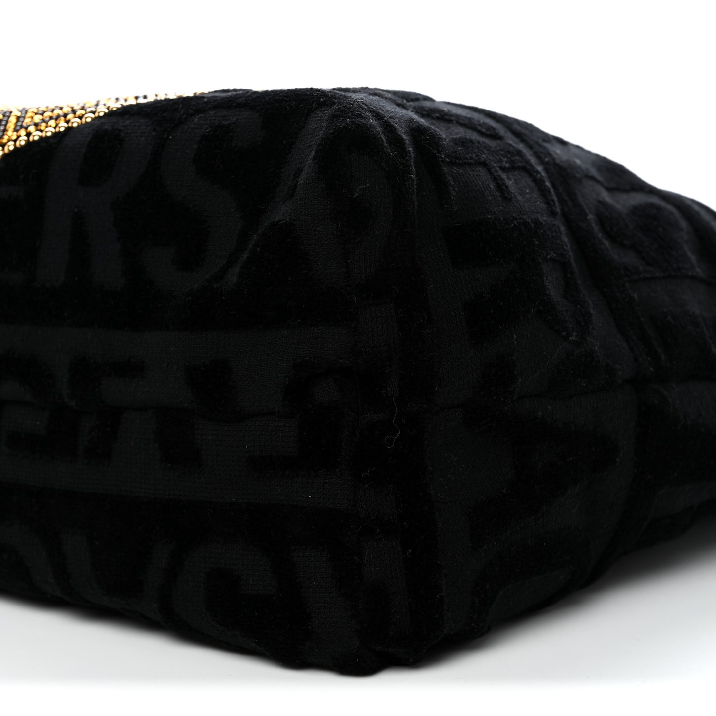 Terry Cloth Allover Crystal Studded Medusa Tote Black