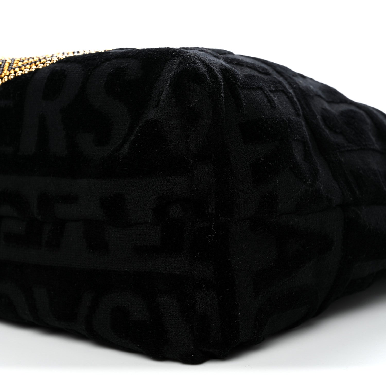 Versace Terry Cloth Allover Crystal Studded Medusa Tote Black 9 of 12