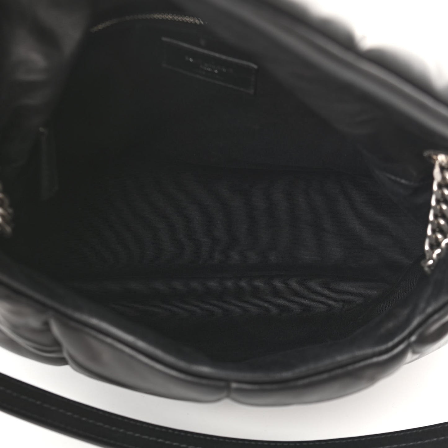 Lambskin Quilted Medium Loulou Puffer Monogram Chain Satchel Black