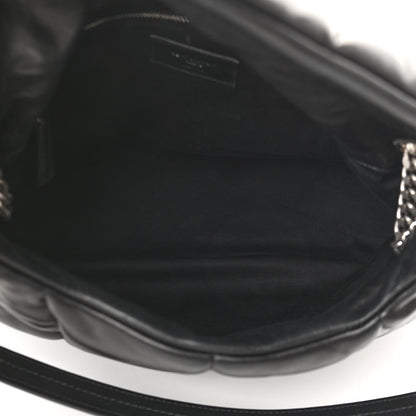 Saint Laurent Lambskin Quilted Medium Loulou Puffer Monogram Chain Satchel Black 5 of 9
