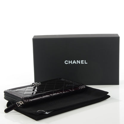 Chanel Patent Quilted Boy Zip Around Wallet Black 4 of 8