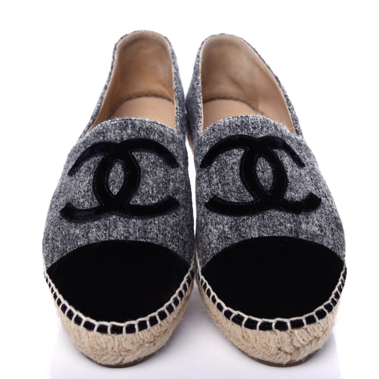 Tweed Velvet CC Espadrilles 41 Grey Black