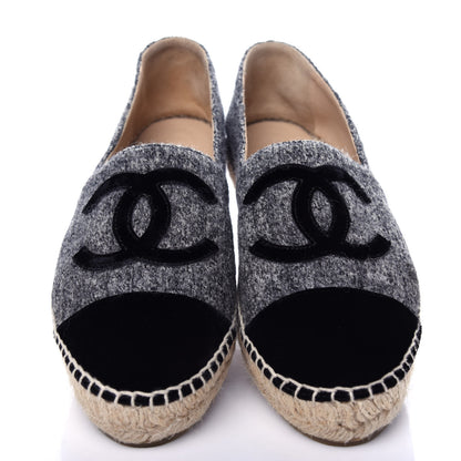 Chanel Tweed Velvet CC Espadrilles 41 Grey Black 5 of 12