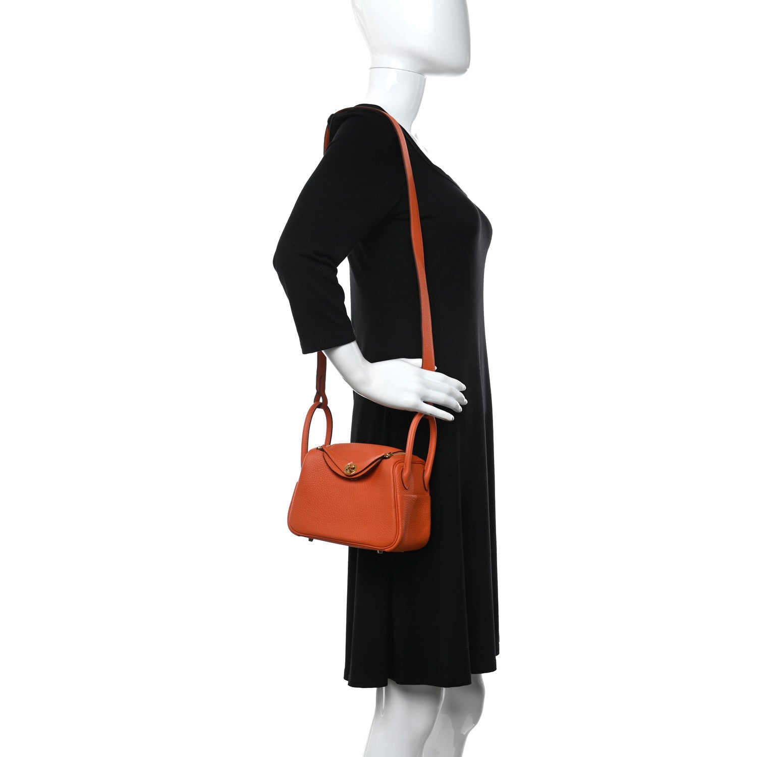 Hermes Taurillon Clemence Mini Lindy 20 Feu 2 of 11