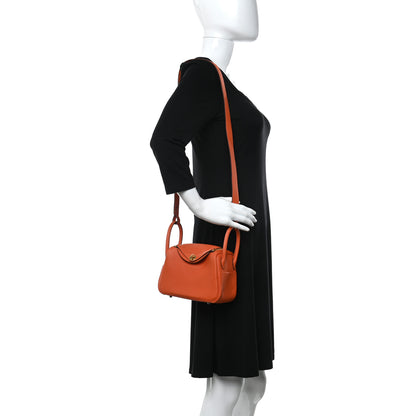 Hermes Taurillon Clemence Mini Lindy 20 Feu 2 of 11