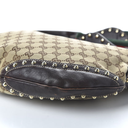 Gucci Monogram Web Studded Pelham Shoulder Bag Dark Brown 7 of 10