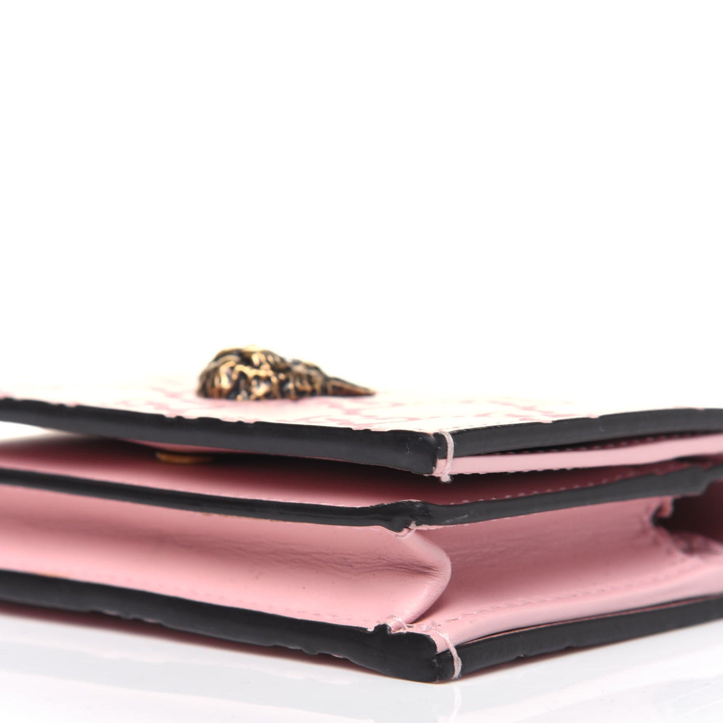 Guccissima Signature Crystal Cat Card Case Wallet Light Candy Pink