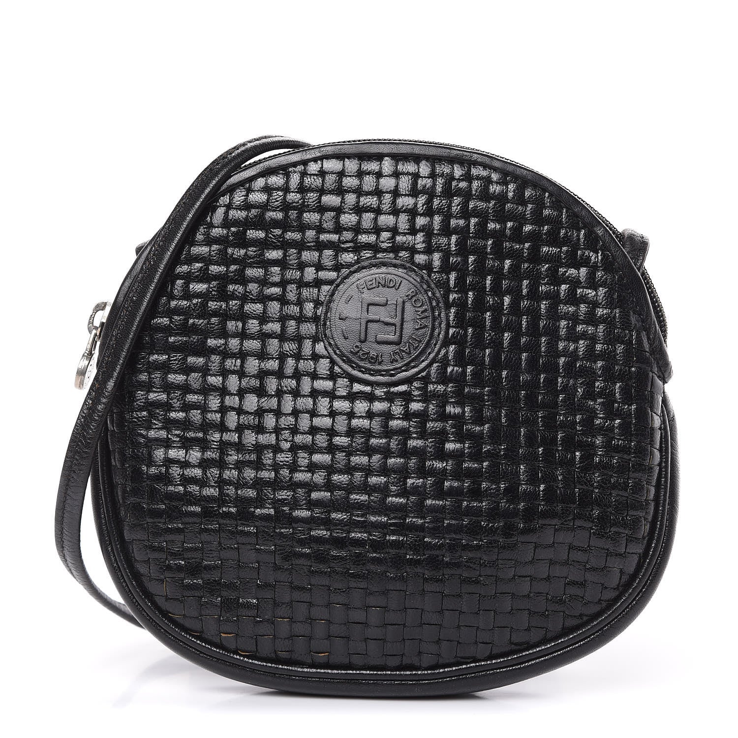Fendi Calfskin Woven Crossbody Black 1 of 12