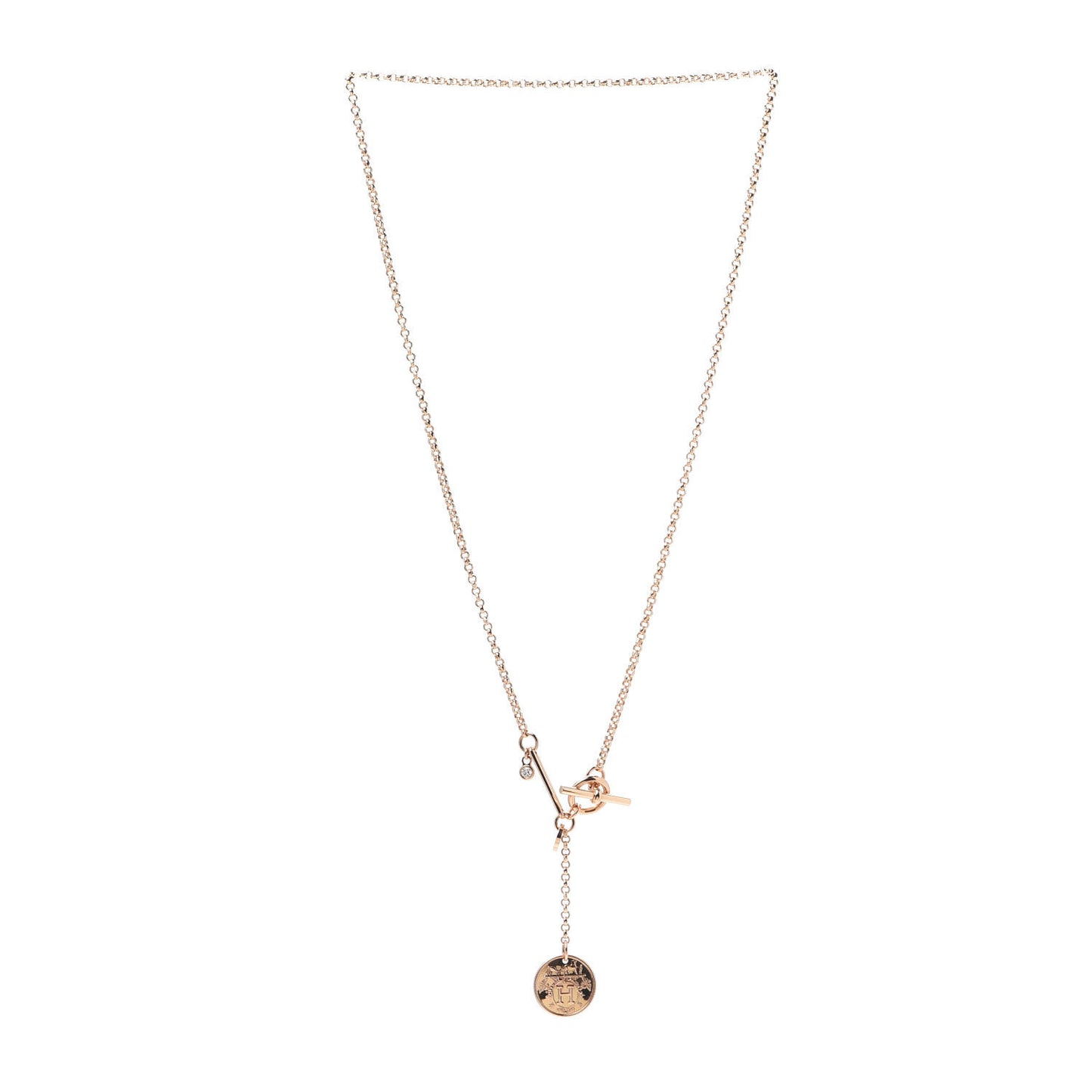 18K Rose Gold Diamond PM Ex-Libris Pendant Necklace