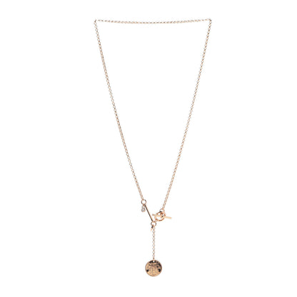 Hermes 18K Rose Gold Diamond PM Ex-Libris Pendant Necklace 3 of 5