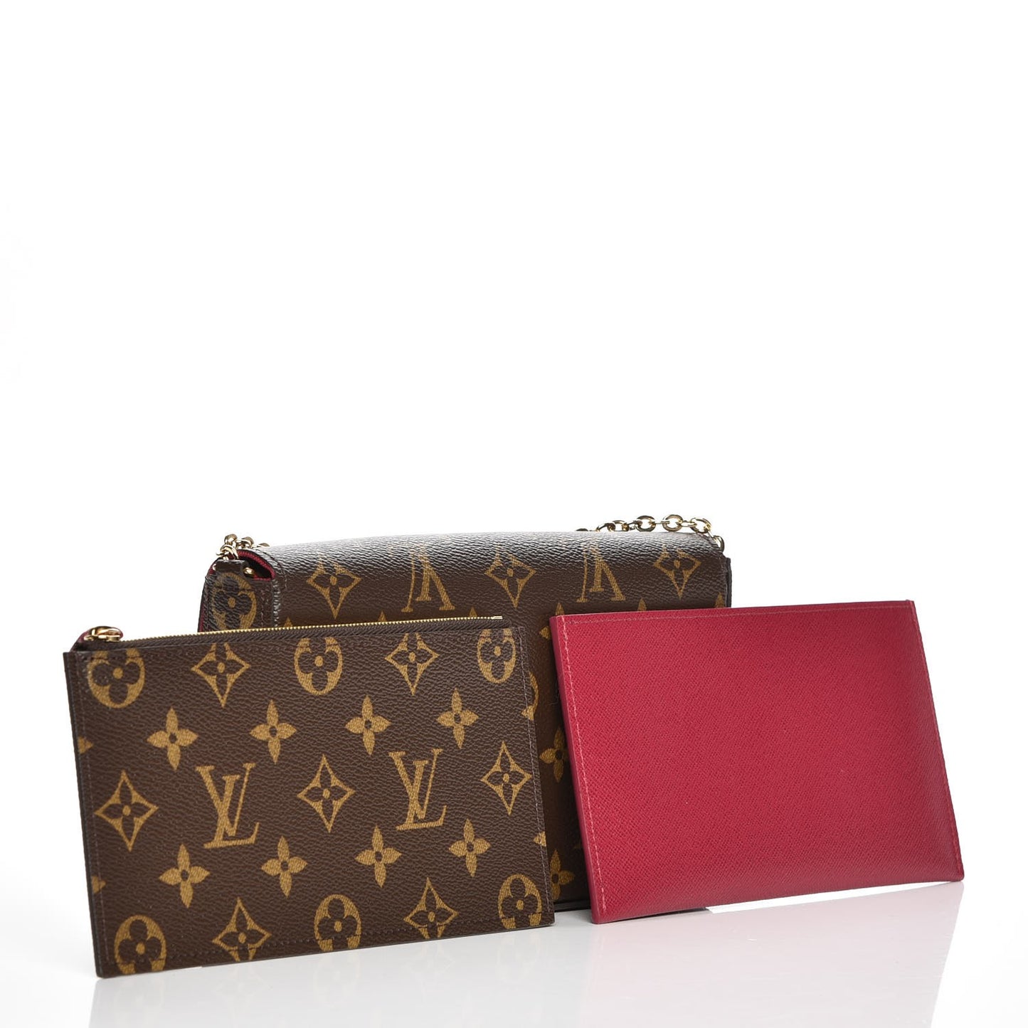 Monogram Pochette Felicie Chain Wallet Fuchsia