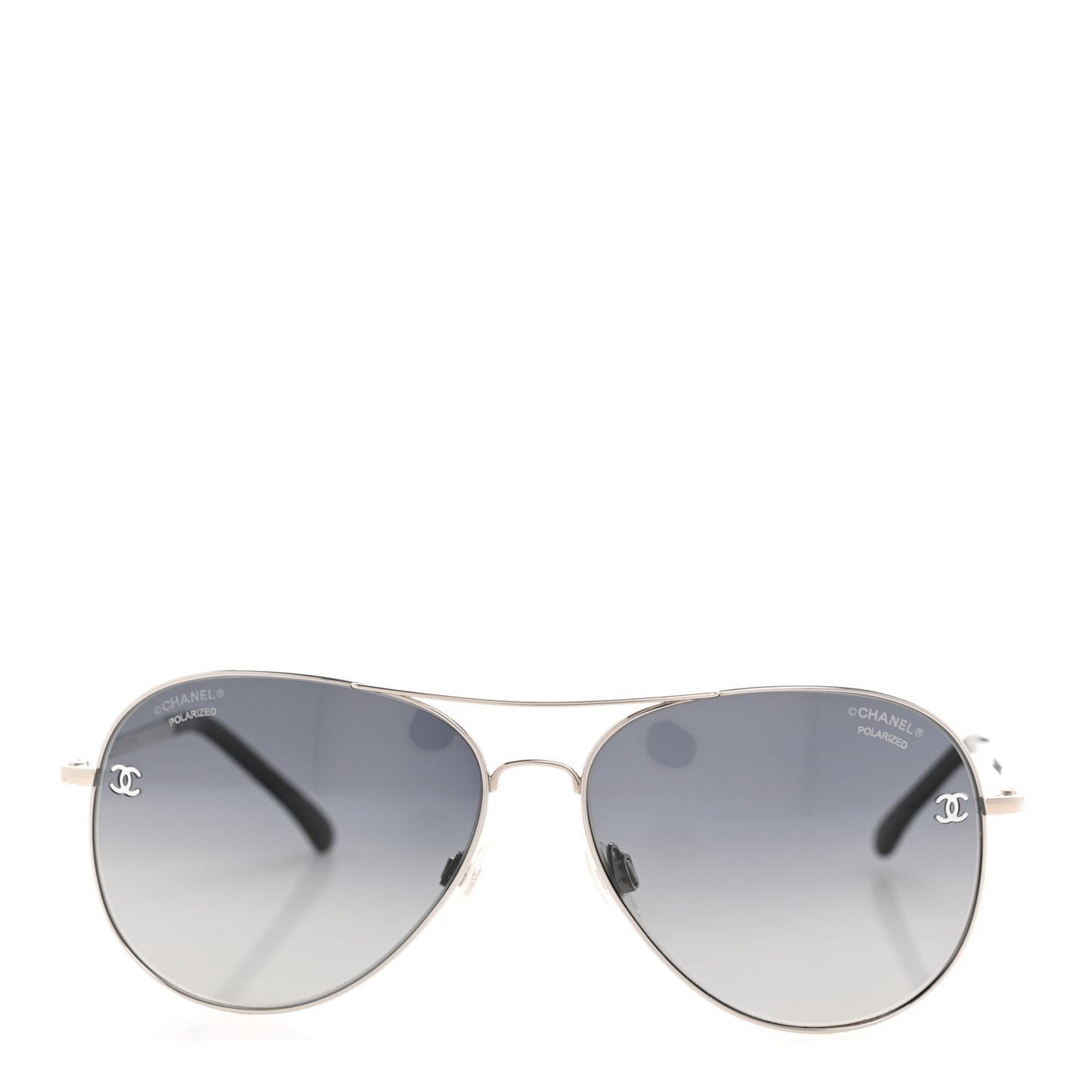 Metal Polarized CC Aviator Sunglasses 4189-T-Q Silver
